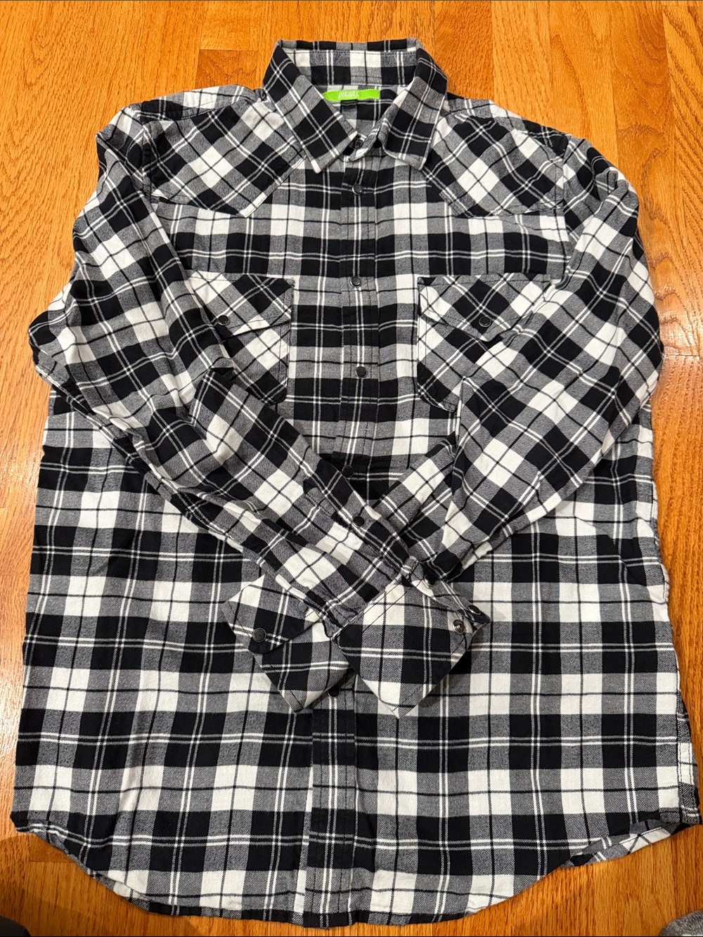 Diesel Black & White Plaid Button-Down Shirt